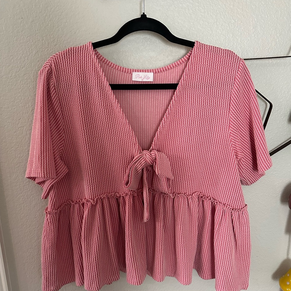 Pink Tie-Front Top